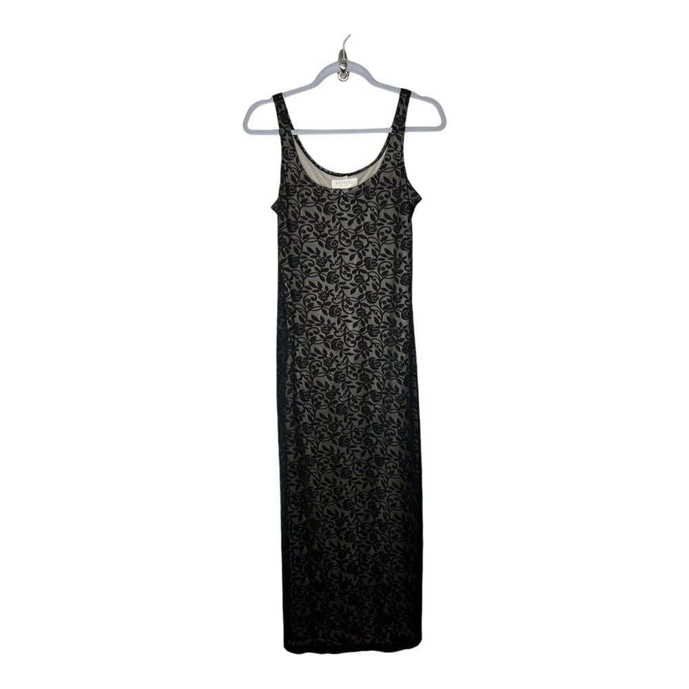 Express Slip Dress Womens 4 Black Mesh Vtg Y2K 90s Whimsigoth Fairy Grunge Maxi